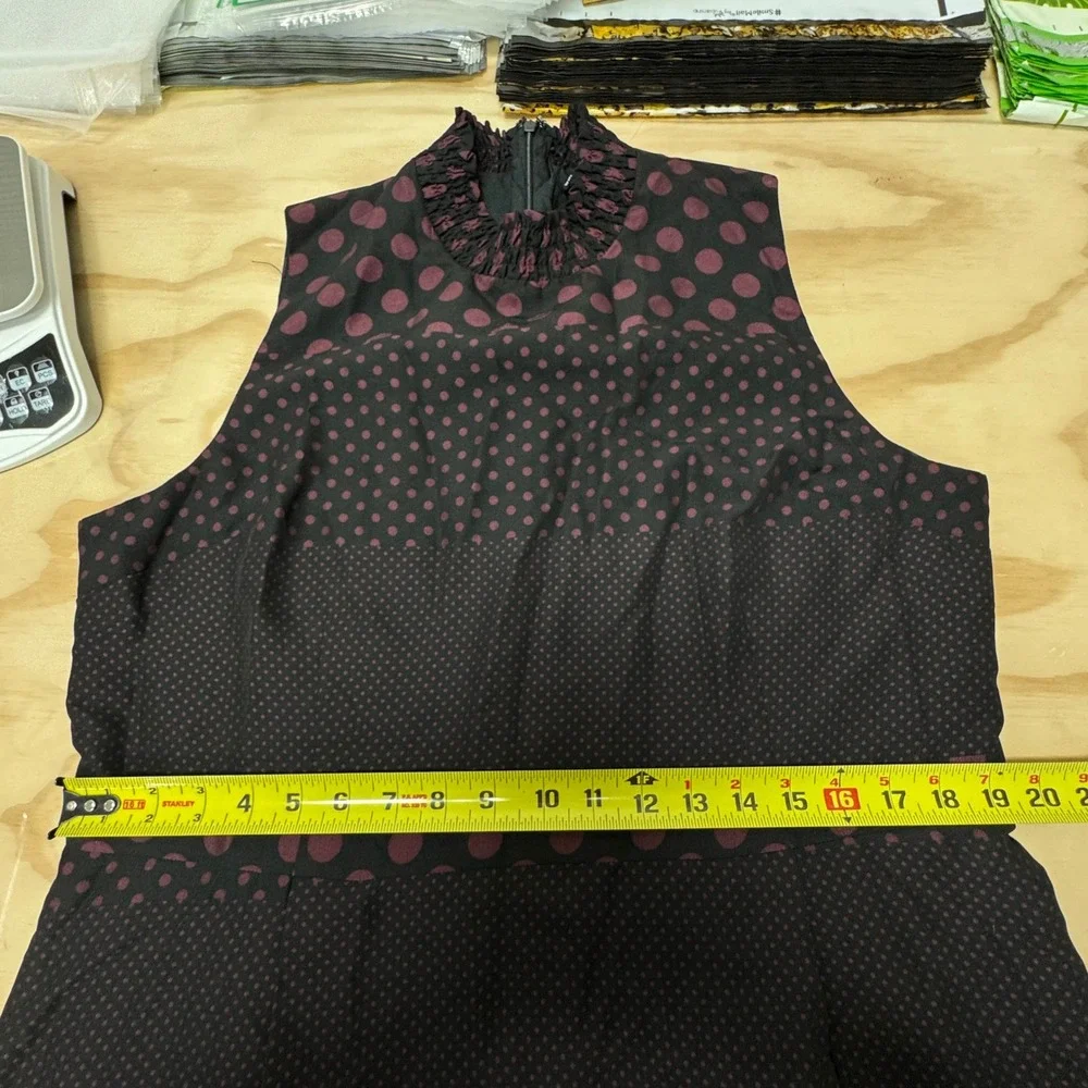 Who What Wear Dark Polka Dot Sleeveless Midi‎ Dress XXL Smocked  Whimsical Retro